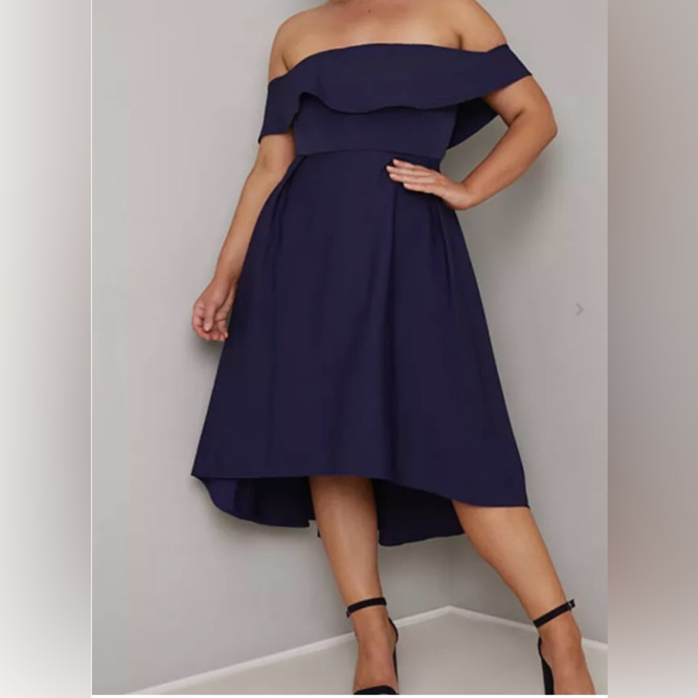 Chi Chi London Yazmina Asymmetric Hem Bardot Dress